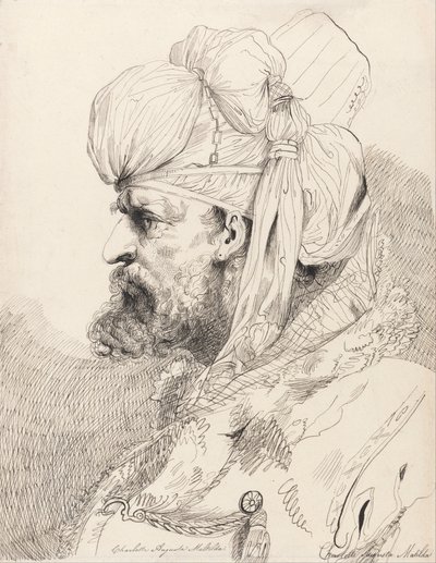 Head of an Aga of the Janissaries by Princess Augusta Charlotte